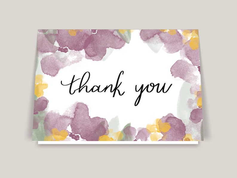 Floral Greeting Card Printable Thank You Cards Wedding Thank You Cards A2 Card Greeting Card
