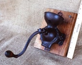 ENTERPRISE COFFEE GRINDER, Wall Mount Great Condition but Missing Holder for Glass Cup and Cup- Cast Iron Country, Ranch Kitchen Collectible