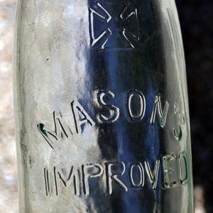 MASON IMPROVED, WHITTLE Marked, Wide Mouth Jar - Maltese Cross, Very Large Bubble, Embossed Base, Ground Lip - Perfect Cond! (1880’s–1910’s)
