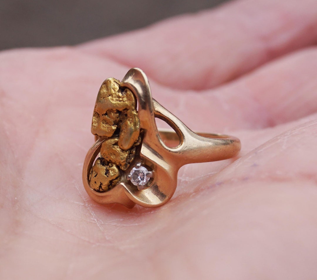 Vintage GOLD NUGGET RING With Natural Nuggets and Small Etsy
