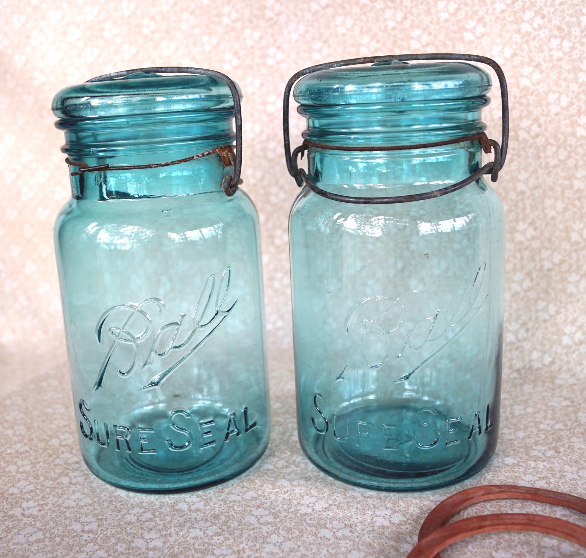 Pair BALL SURE SEAL Canning Jars Beautiful Pair of Vintage Etsy