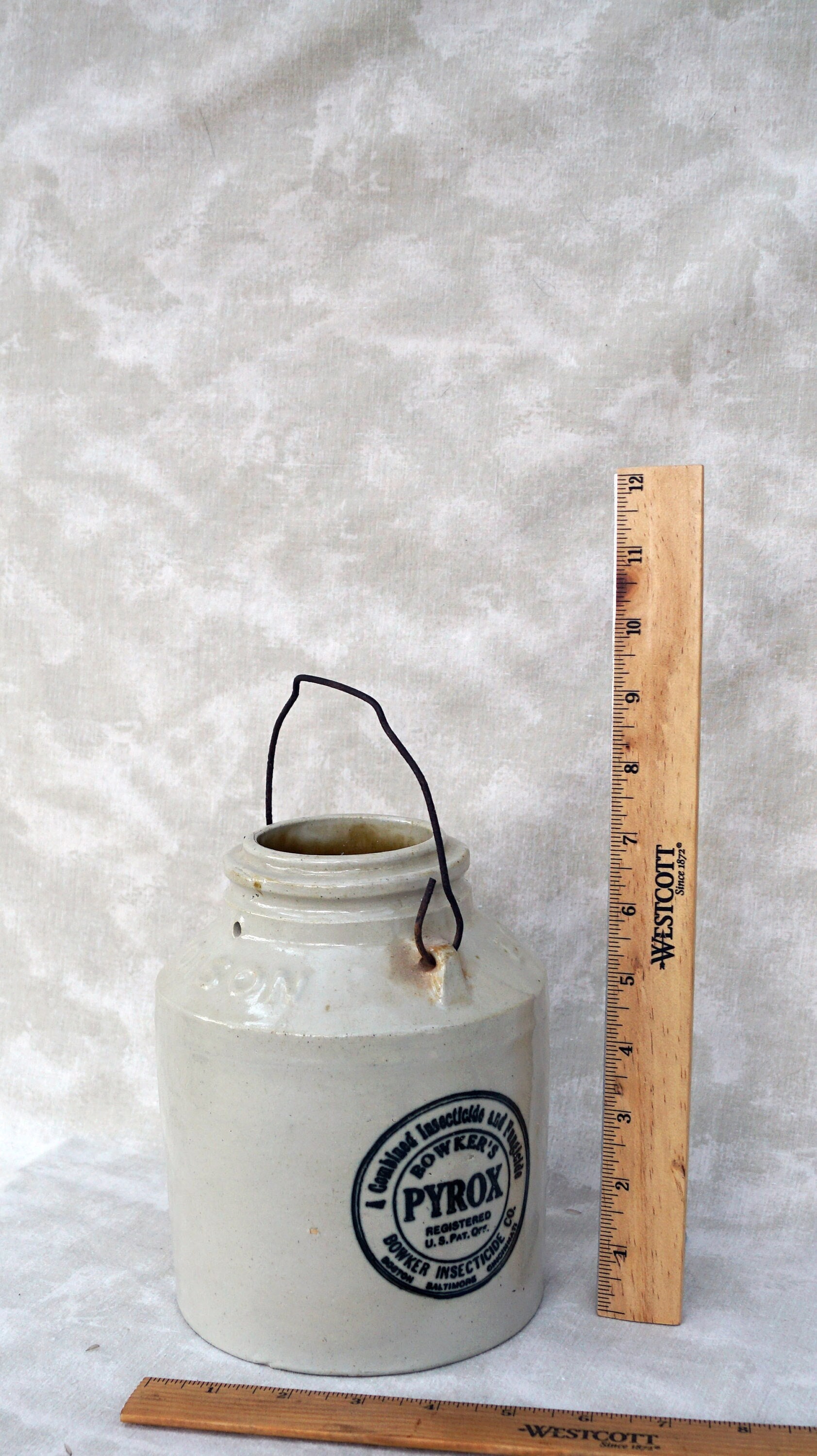 Vintage POISON, BOWKER'S PYROX Stoneware Canner or Jug Type