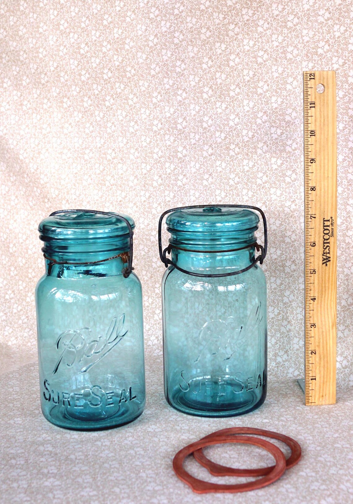 Pair BALL SURE SEAL Canning Jars Beautiful Pair of Vintage Etsy
