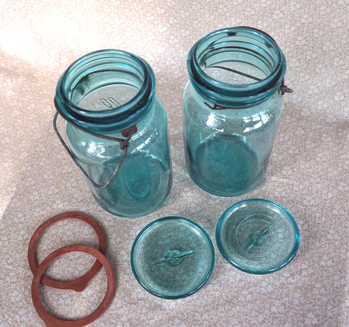 Pair BALL SURE SEAL Canning Jars Beautiful Pair of Vintage Etsy