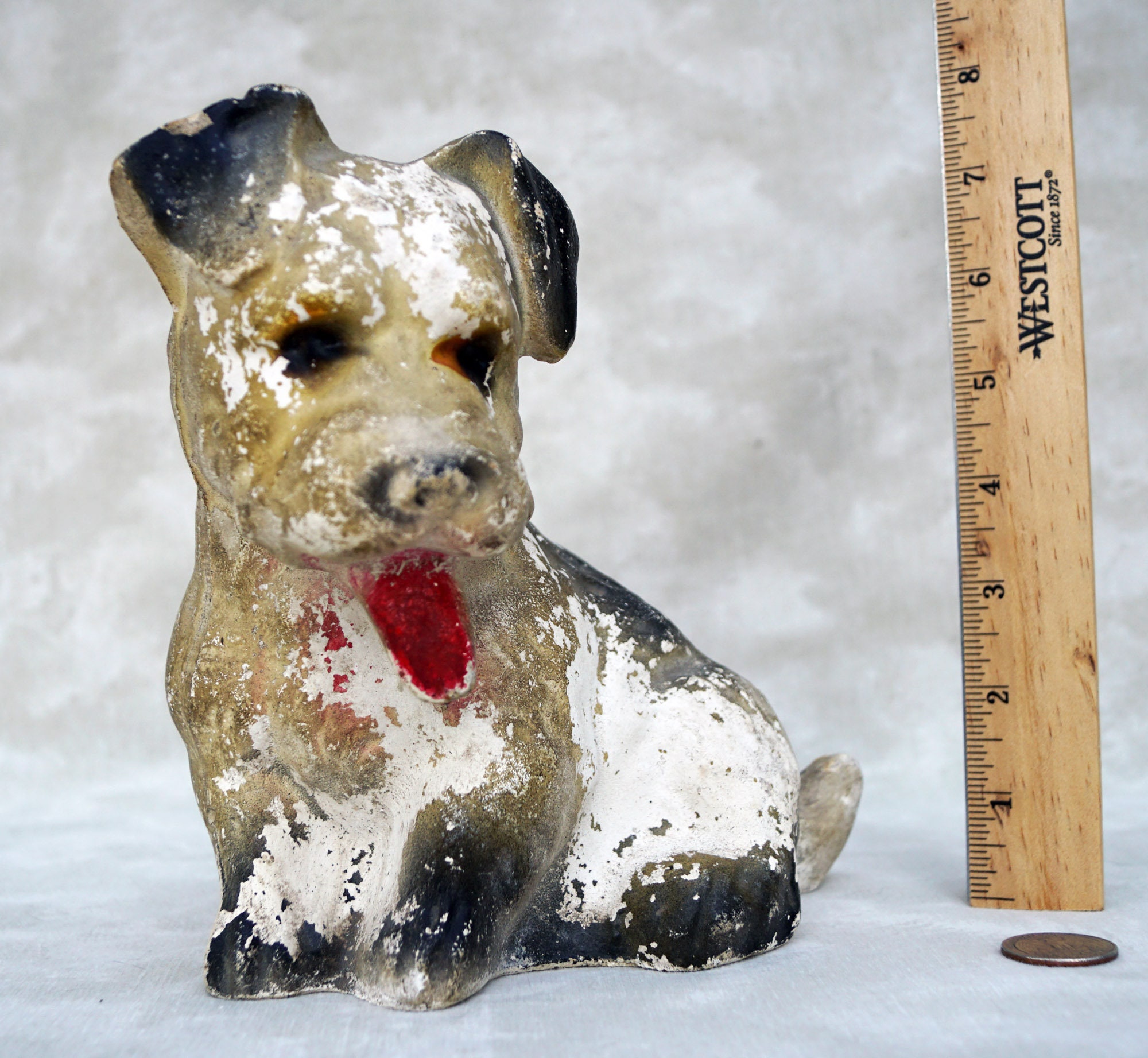 Large TERRIER CHALKWARE DOG – Great Condition for Chalk Ware