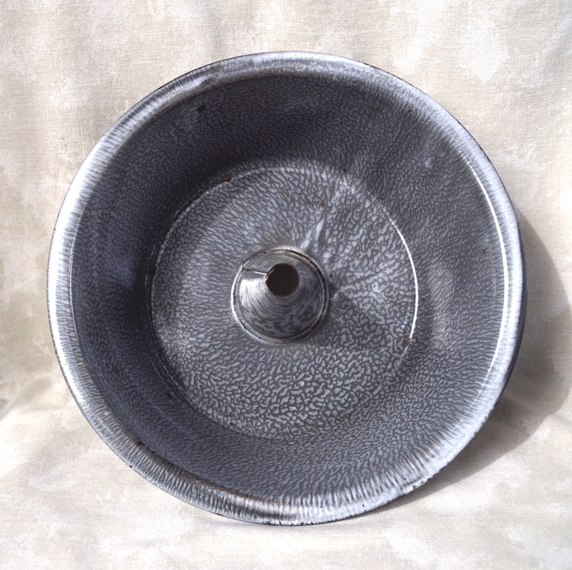 GRANITEWARE ANGEL FOOD Cake Pan Unusual Vintage Gray Mottled Etsy