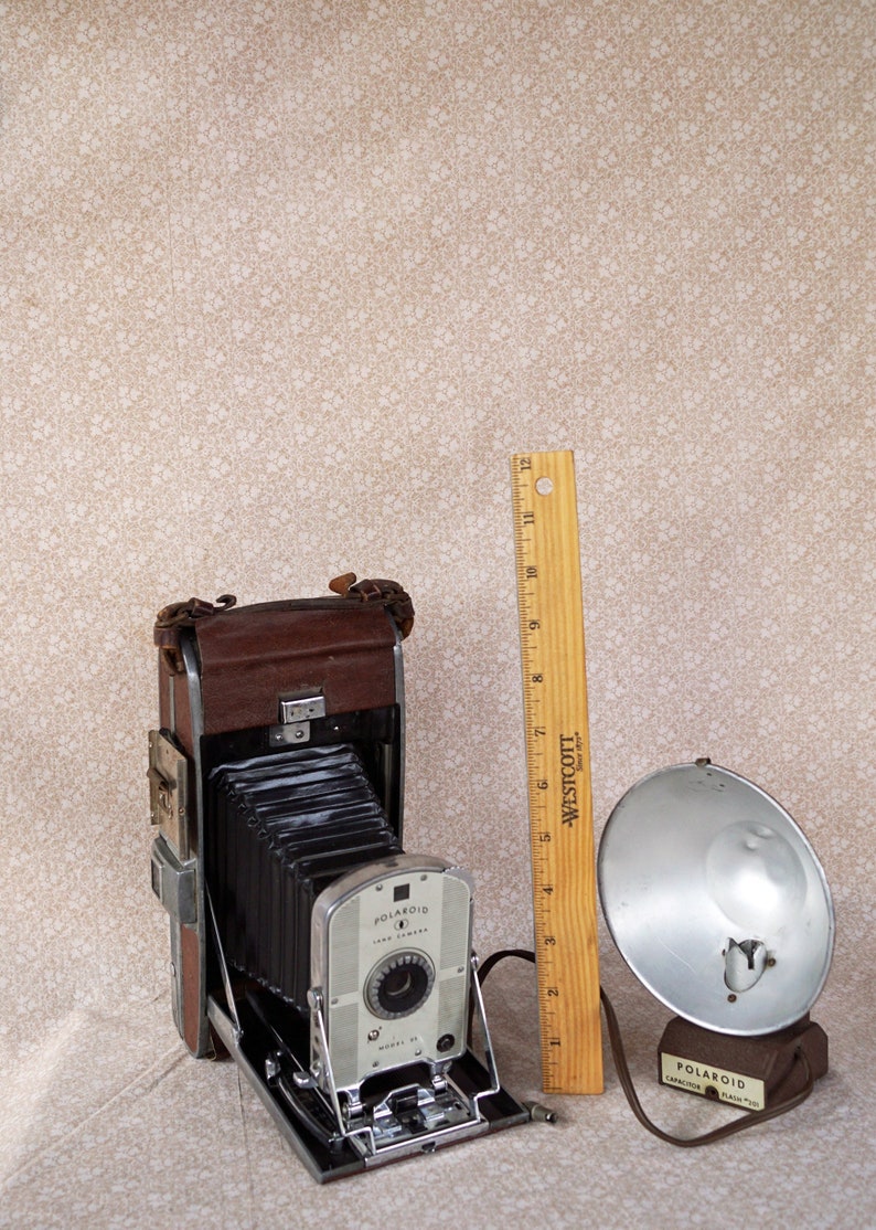 POLAROID CAMERA Model 95 and FLASH Attachment 201 Vintage Etsy
