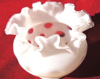 花瓶・フラワースタンド VINTAGE FENTON COIN DOT BOWL 花瓶・フラワースタンド VINTAGE FENTON COIN DOT BOWL Fenton