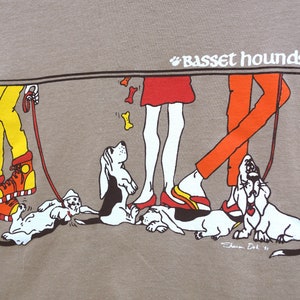 LEGS & PAWS ( BEIGE Large ) Basset Hound T-Shirt: Vintage Tee Shirt Designed by Artist, Basset Breeder and My Friend,  Sharon Dok.