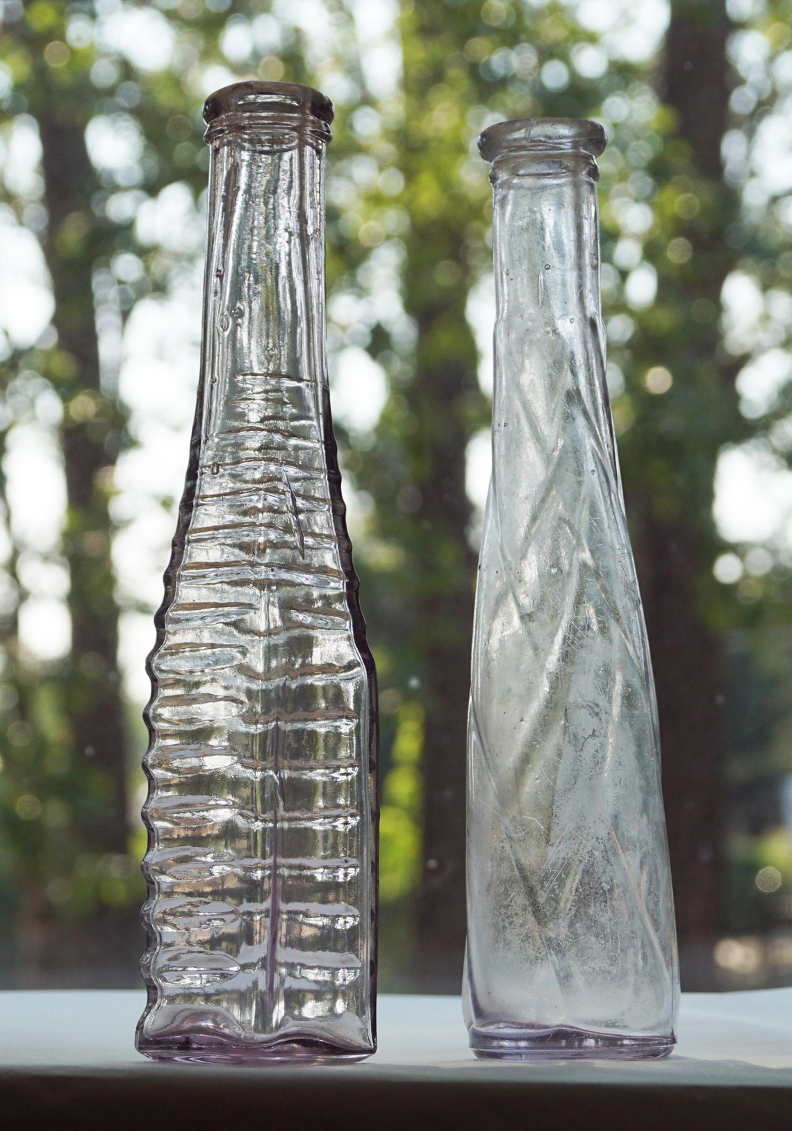 PAIR of CONDIMENT BOTTLES – Slightly Sun Colored Amethyst, Hand Formed ...