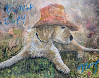 Canvas wrapped print of an original painting titled "Tuckered"