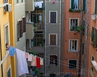 Laundry hanging in a Roman courtyard, Italy, Fine Art Photography, Archival Photo Print
