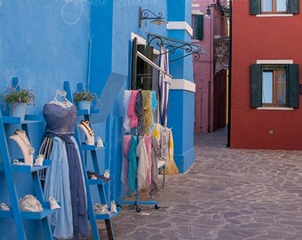 The Island of Burano, courtyard, shop, Venice, Italy, Fine Art Photography, Archival Photo Print