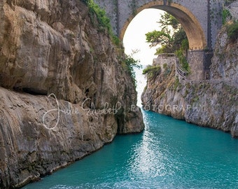 Furore, Amalfi Coast, Bridge, Boat, Turquoise waters,  Fine Art Photography, Archival Photo Print