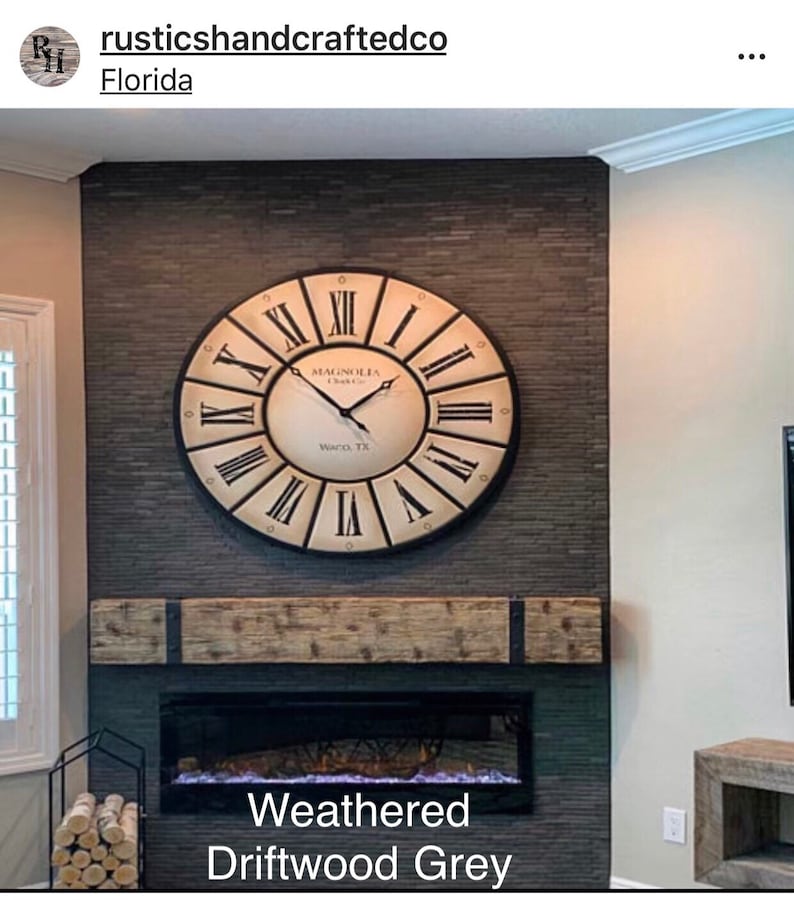 Rustic Fireplace Mantel with metal straps & bolts Custom ...