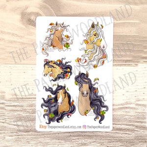 Fall Horse Planner Stickers, Cute Horse Stickers, Planner Autumn Stickers
