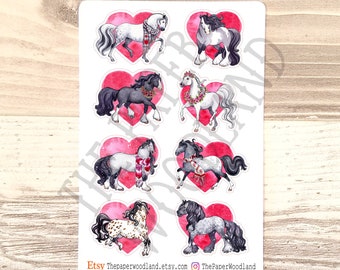 Valentine Horse Planner Stickers, Cute Horse Stickers, Cute Horse Stationary