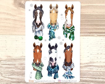 Watercolor Winter Horse Stickers: Planner Accessories
