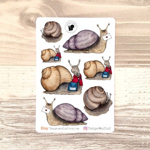 Snail Mail stickers, Cute snail Stationary, Watercolor Handmade Snail Mail Stickers