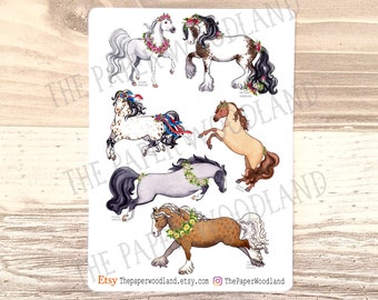 Horse Spring/Summer Planner Stickers, Cute Horse Stickers, Happy Planner, BUJO Floral Horse stickers, Animal Sticker