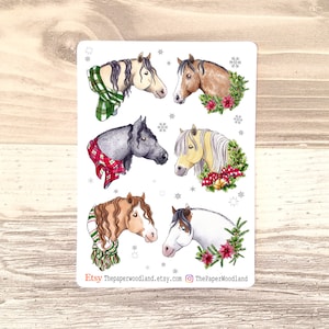 Christmas Winter Horse Planner Stickers, Cute Horse Stickers