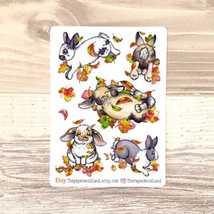 Autumn Rabbit Planner Stickers, Cute Fall Bunny Stickers