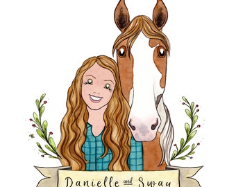 Horse Illustration, Custom Horse Portrait, Horse Owner Gift, Original Pony Painting