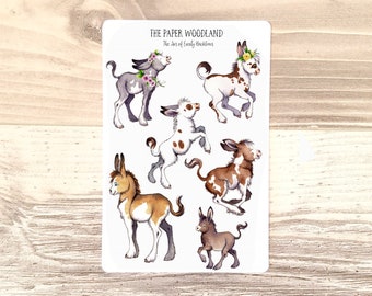 Donkey Planner Stickers: Watercolor Animal Stickers