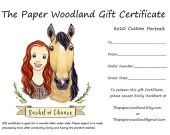 Last Minute Graduation Gift, Custom Horse Portrait,  Gift Certificate, Watercolor Illustration, Horse Lover Gift