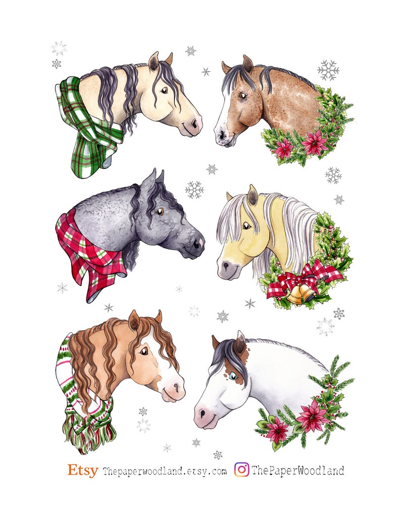 Christmas Gift Tags, Horse Gift Tag, Horse Gift, Holiday Tag, Rustic Party Favor, Horse Lover Gift, Watercolor Gift Illustrated image 3