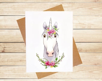 Unicorn Card  Cute Unicorn Card Cute Animal Card