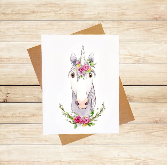 Unicorn Card  Cute Unicorn Card Cute Animal Card