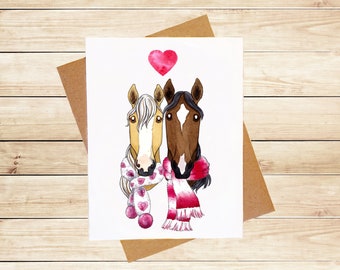 Watercolor Horse Valentine's Day Card Set