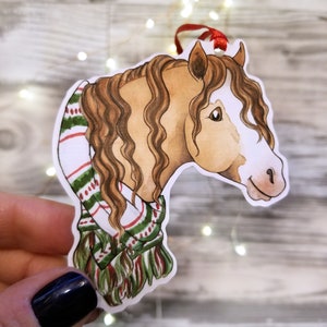 Christmas Gift Tags, Horse Gift Tag, Horse Gift, Holiday Tag, Rustic Party Favor, Horse Lover Gift, Watercolor Gift Illustrated image 1