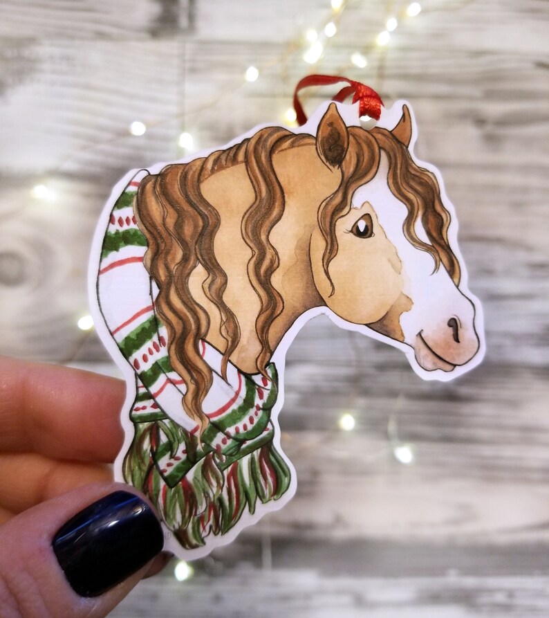 Christmas Gift Tags, Horse Gift Tag, Horse Gift, Holiday Tag, Rustic Party Favor, Horse Lover Gift, Watercolor Gift Illustrated image 1