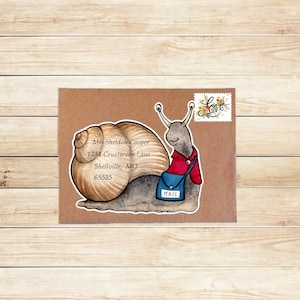 Snail Mail Address Labels, Cute snail Stationary, Watercolor Handmade Snail Mail Stickers