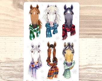 Horse Planner Stickers, Cute Horse Stickers, Happy Planner Accessories, BUJO Winter Horse stickers, Farm Animal 4H Sticker