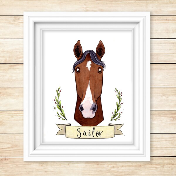 Horse Gift, Equine Portrait, Custom Horse Painting, Horse Lover Gift, Equestrian Illustration