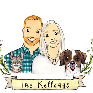 Custom Family Portrait, Watercolor Illustration Portrait