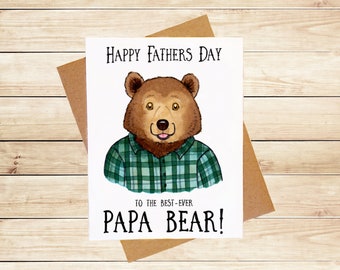Papa Bear Fathers Day Card: Watercolor Greeting Card