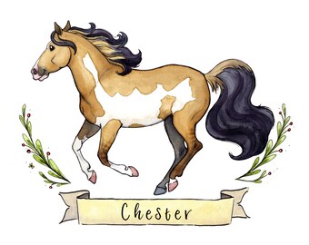 Custom Horse Portrait: Watercolor Equine Illustration Art