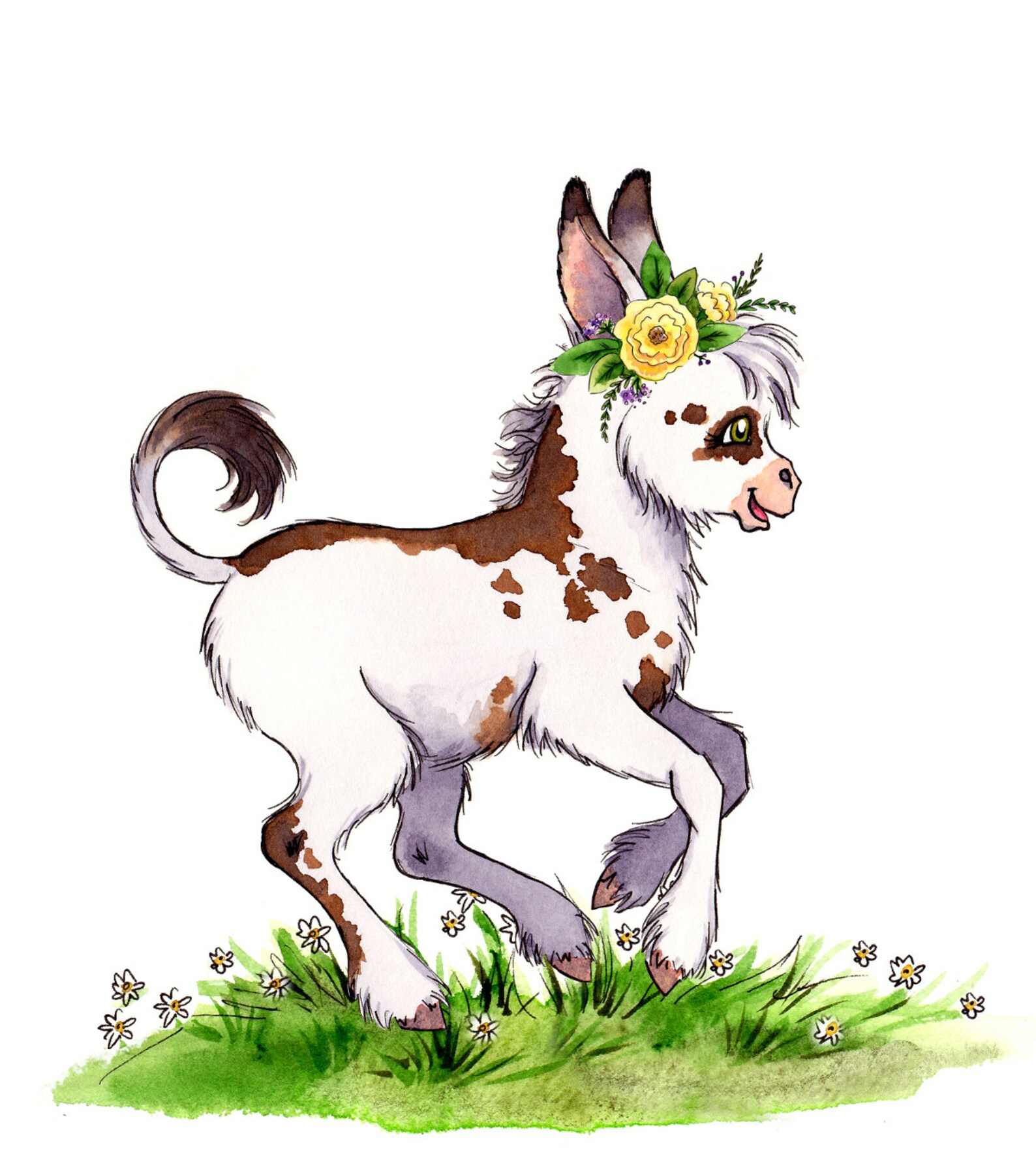 Donkey Art Print Set Nursery Illustration Watercolor Kid Art Etsy