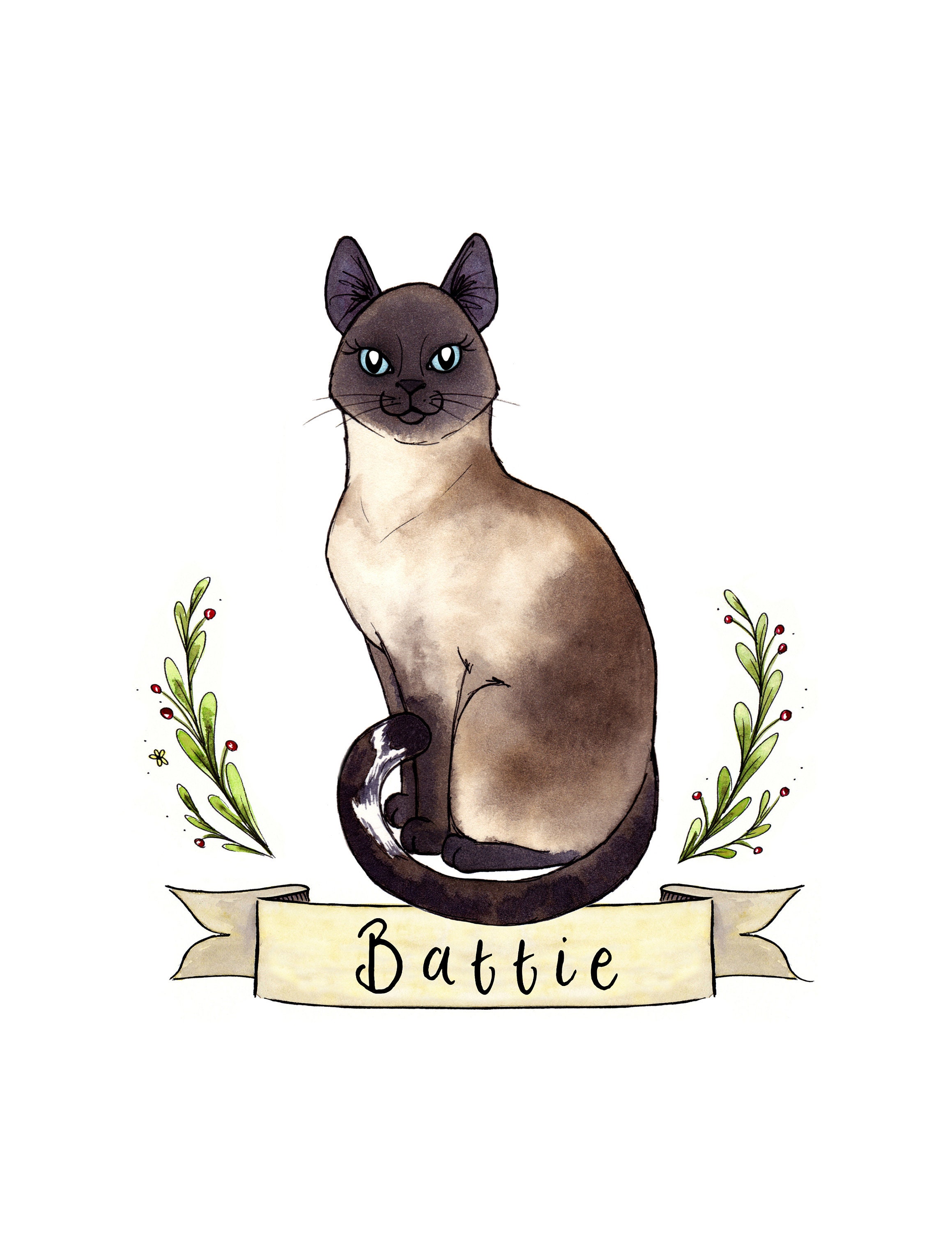 Pet Portrait Aquarelle Illustration Dessinée à La Main Cadeau