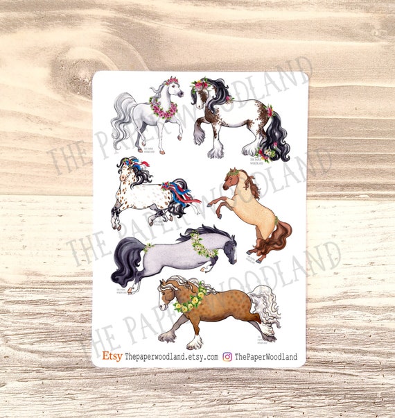 Horse Spring/Summer Planner Stickers, Cute Horse Stickers, Happy Planner, BUJO Floral Horse stickers, Animal Sticker