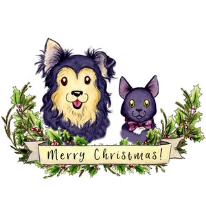 Personalized Holiday Card Family Portrait Personalized Watercolor Portrait Illustration Custom Holiday Greeting Card Family Christamas Gift
