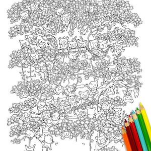 TreeTop Monsters Coloring Pages / DIY Digital Printable Colouring Pages / Ginkgo Monsters Series 4 / Adult Coloring Pages