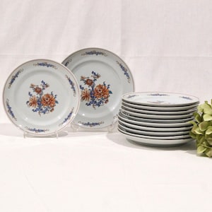Vintage Set of 12 Vista Alegre dessert porcelain plates (1970s)