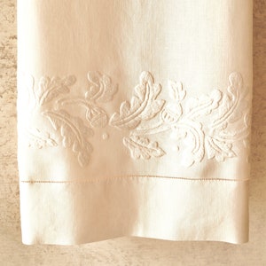 Handmade light rose linen embroidery hand towel
