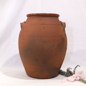Antique Handmade Large Clay Olive Pot (1920s) – Rustic Chic & Wabi Sabi Style