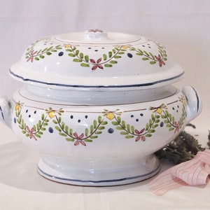 Sopera de sopa de China con tapa, cuenco de cerámica blanca, elegantes  soperas para servir en el hogar, utensilios de cocina esenciales